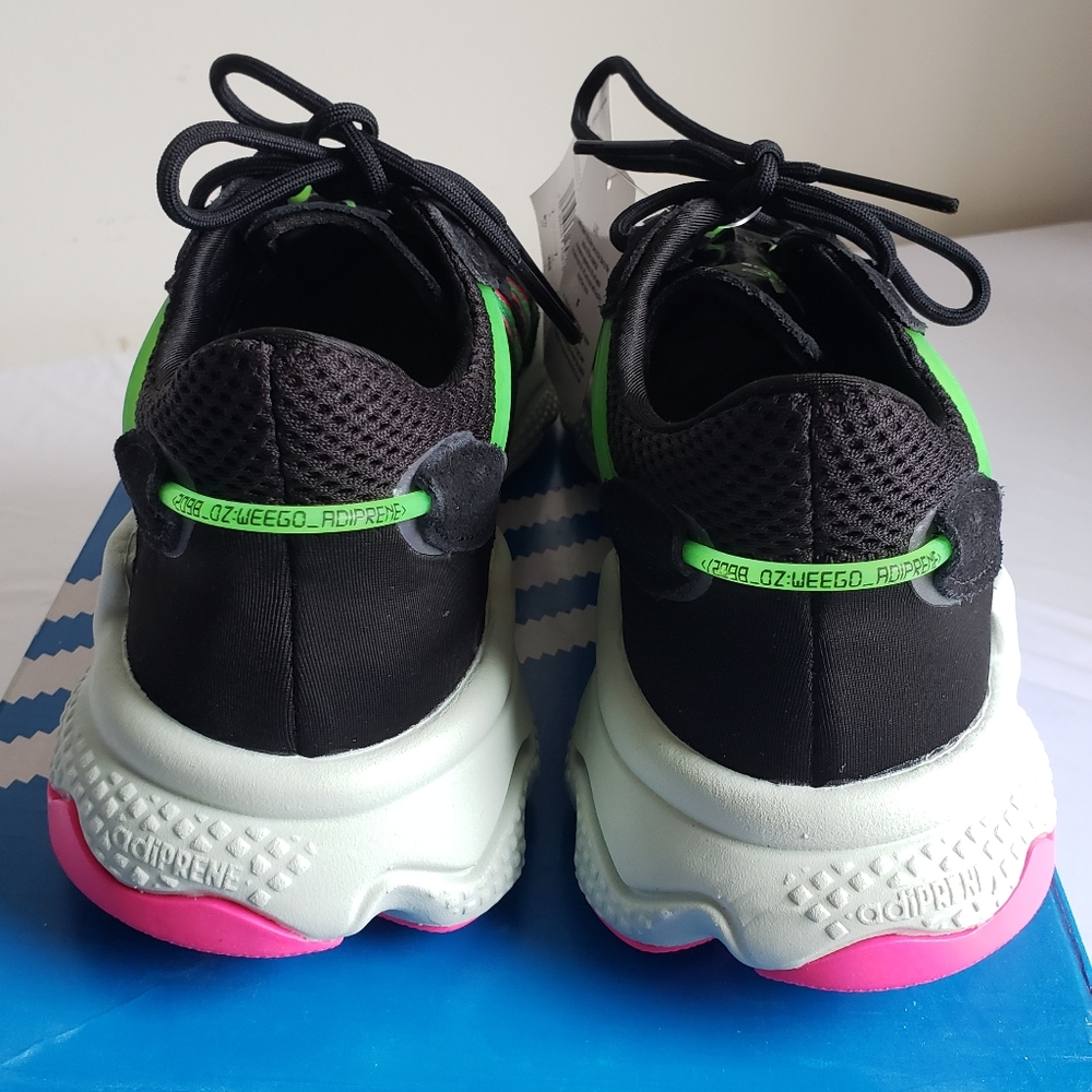 Adidas Women's Ozweego Sneakers, Running Shoes. Black/Lime/Pink. Size 8.5. - Picture 3 of 5